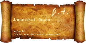 Janecskai Andor névjegykártya